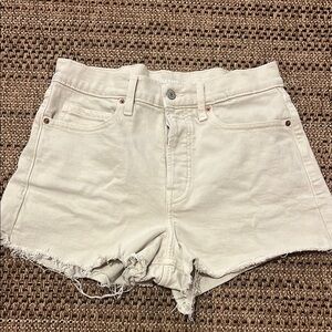 Old Navy Cream High-Waisted Distressed Jean Shorts